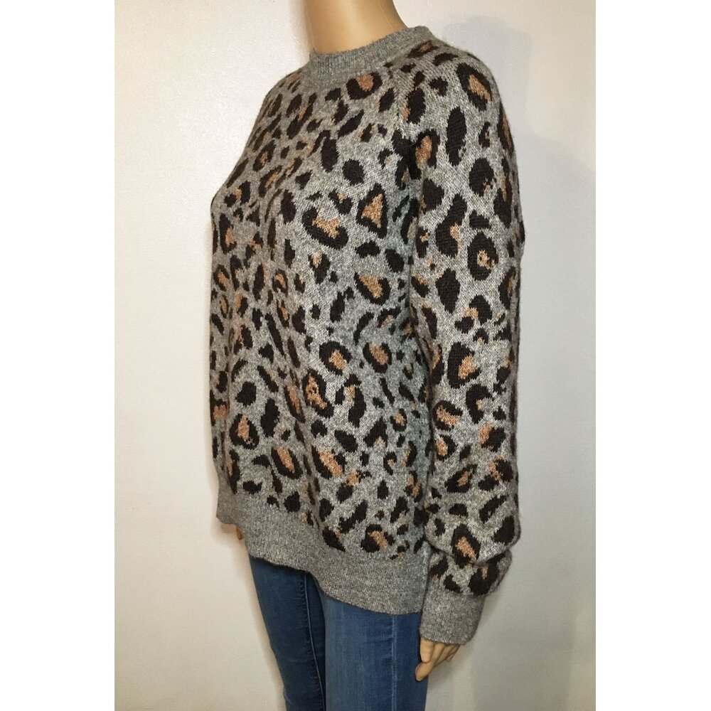 Zara Leopard Print Sweater - Jacquard Knit - Wool Blend